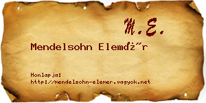 Mendelsohn Elemér névjegykártya